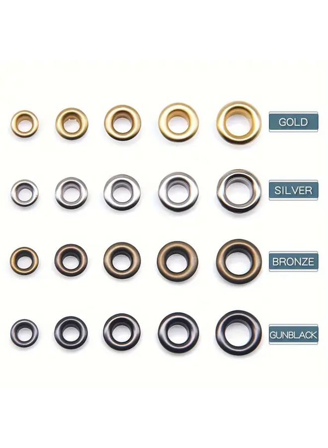200 Sets 5mm Brass Eyelets With Tool For Shoes Bags Clothing Belt DIY Crafts - Image 1