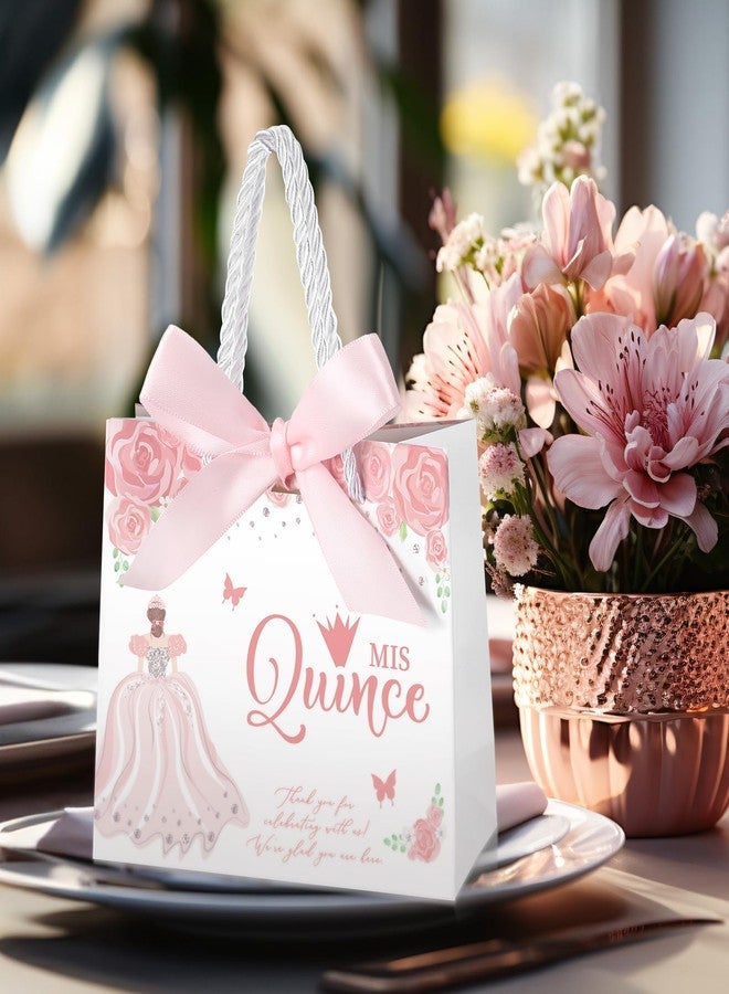 Skyygemm 25 Sets Quinceanera Party Favors for Guests Quinceanera Gift Bag with Handles Small Candy Bag with Bow Ribbon Mis Quince Decoration Sweet 15 Birthday Party Favor (Pink) - Image 5