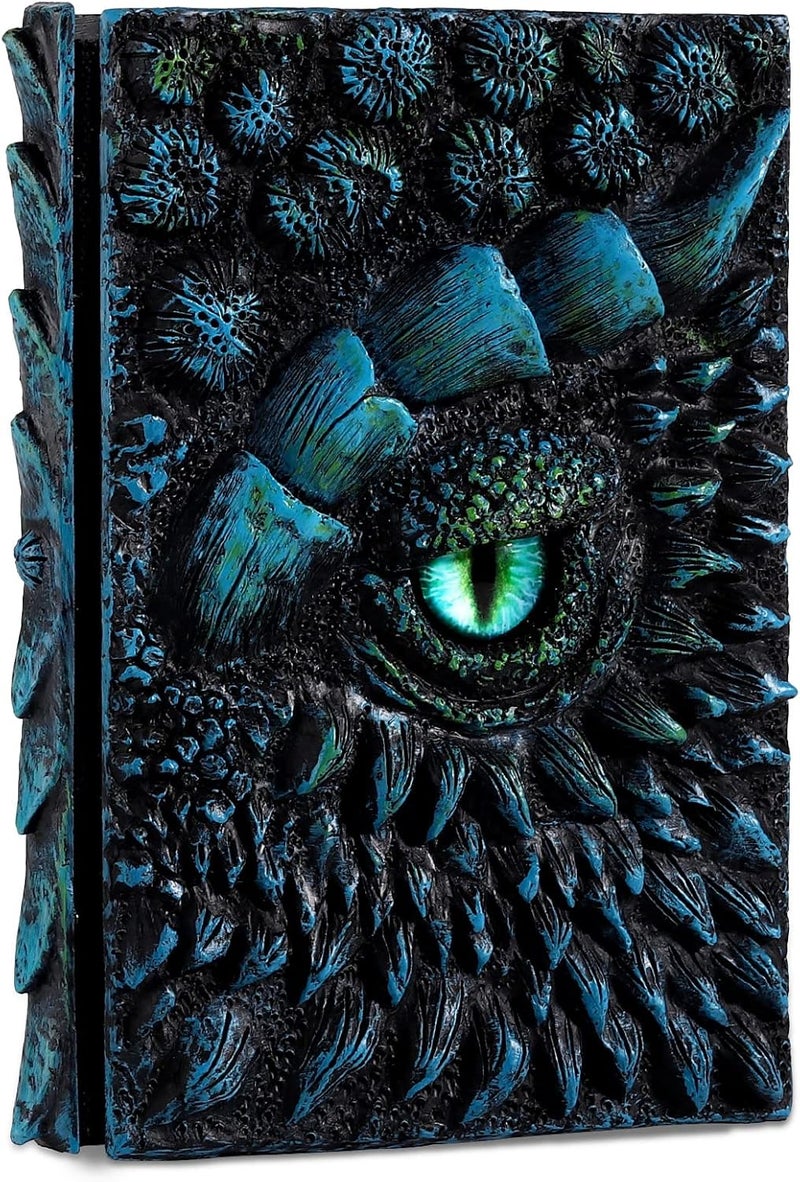 molshine A5 (7.3" x 5.1") 3D Dragon Embossed Journal,Resin Engraving Notebook,Retro Diary,100 Sheets Blank Paper,Hardcover Travel Notepad for Writing,Sketchbook,Collection,Gift,Decoration (Blue) - Image 1