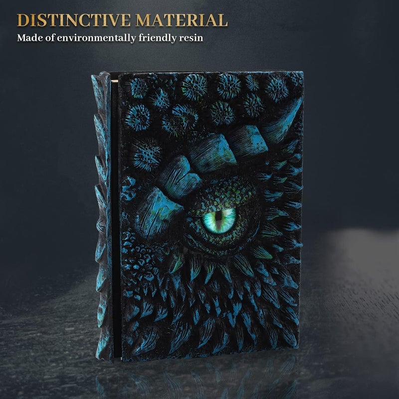 molshine A5 (7.3" x 5.1") 3D Dragon Embossed Journal,Resin Engraving Notebook,Retro Diary,100 Sheets Blank Paper,Hardcover Travel Notepad for Writing,Sketchbook,Collection,Gift,Decoration (Blue) - Image 3