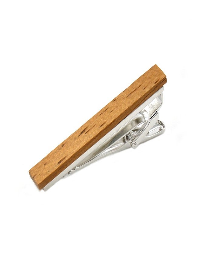 Merit Ocean Smart Men's Zebra Wood Tie Clip Natural Tie Bar 2.1 Inch in Gift Box - Image 1