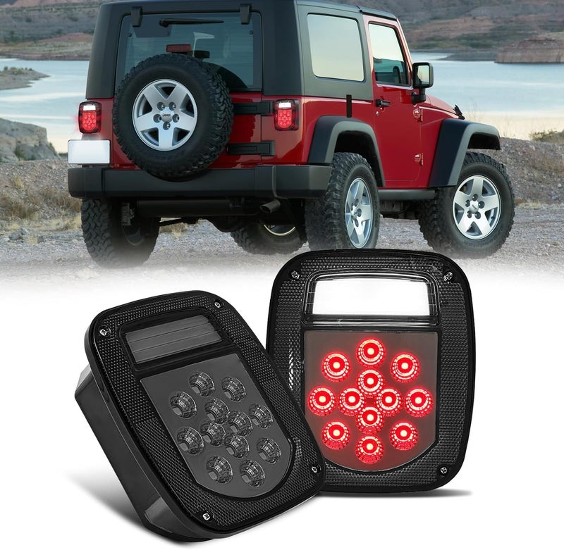 CMVT Auto Universal LED BAR Rear Tail Lights for Jeep Wrangler YJ TJ CJ - Image 1