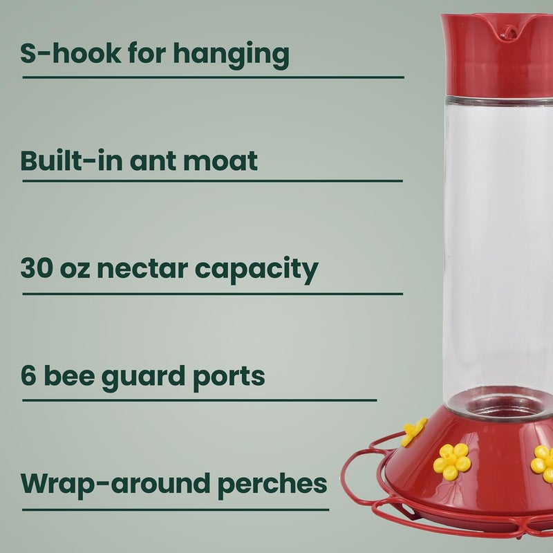 Perky-Pet 209B Our Best Glass Hummingbird Feeder, Red, 30 OZ - Image 3