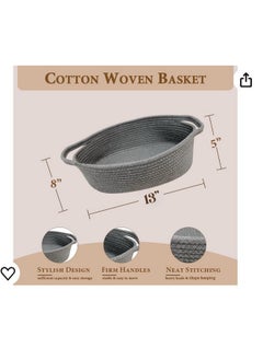 GIFTEXPRESS Gray Woven Basket - 13" x 8" x 5" Cotton Rope Organizing Baskets for Baby Items or Cat & Dog Toys - Cute Soft Gift Storage Bin w/Handles - pzsku/ZB30FC9FA39CB373684B1Z/45/_/1737031236/e2f10a21-d366-4811-b9b2-4bd77771b973