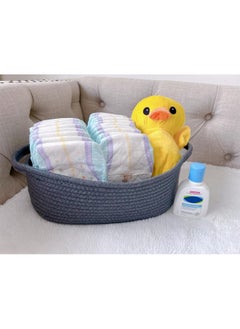 GIFTEXPRESS Gray Woven Basket - 13" x 8" x 5" Cotton Rope Organizing Baskets for Baby Items or Cat & Dog Toys - Cute Soft Gift Storage Bin w/Handles - pzsku/ZB30FC9FA39CB373684B1Z/45/_/1737031240/18b27798-8331-4d79-b23c-62909830fa8f