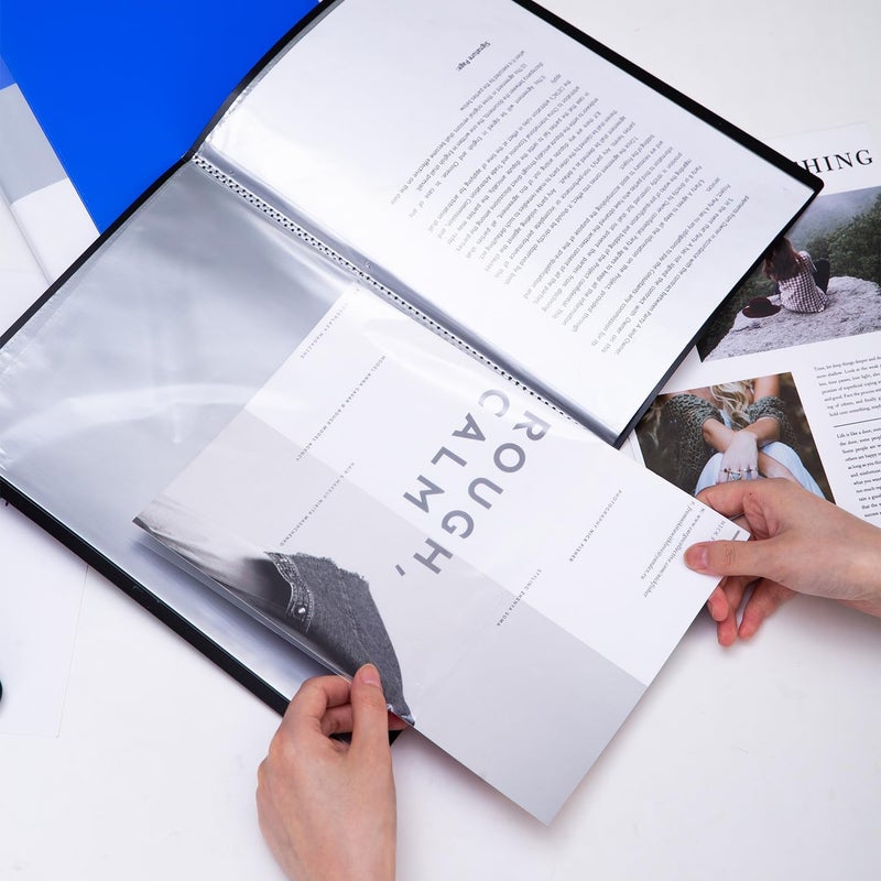 Deli E38144 Display Book - Document Organizer for Office & School, Waterproof & Lightweight Portfolio for Reports, Certificates & Presentations, Blue & Black - Image 3