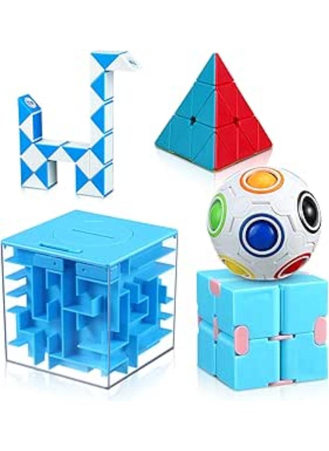 null - 6 Brain Teaser Puzzle Toys Set Fidget Cubes, Rainbow Puzzle Ball, Money Maze Puzzle Box, Fidget Snake Cube, 24 Blocks Wacky Tracks, Infinity Cube, Pyramid Cube for Stress Relief, Party Favors Gift - Image 1