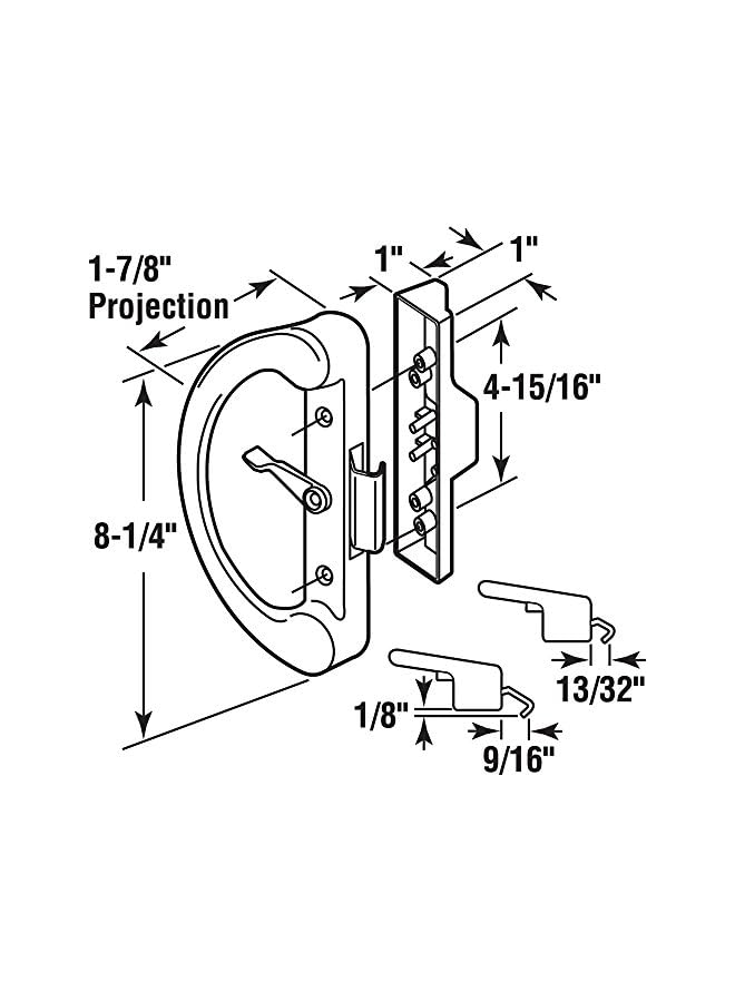 promass C 1223 Non-Keyed Sliding Glass Door Handle Set – Replace Old Or Damaged Door Handles Quickly And Easily – Diecast, Clamp Style, Surface Mount (Fits 4-15/16” Hole Spacing) - Image 2