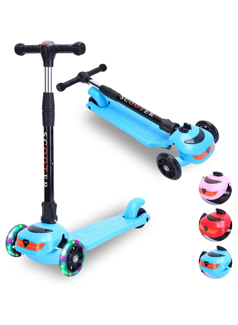 Kids Scooter, 3 Wheel Foldable Kick Scooter for Boys Girls Ages 3-14 Years, Adjustable Height, Lean to Steer, Non-Slip Deck, Lightweight Push Scooter for Children - Image 1