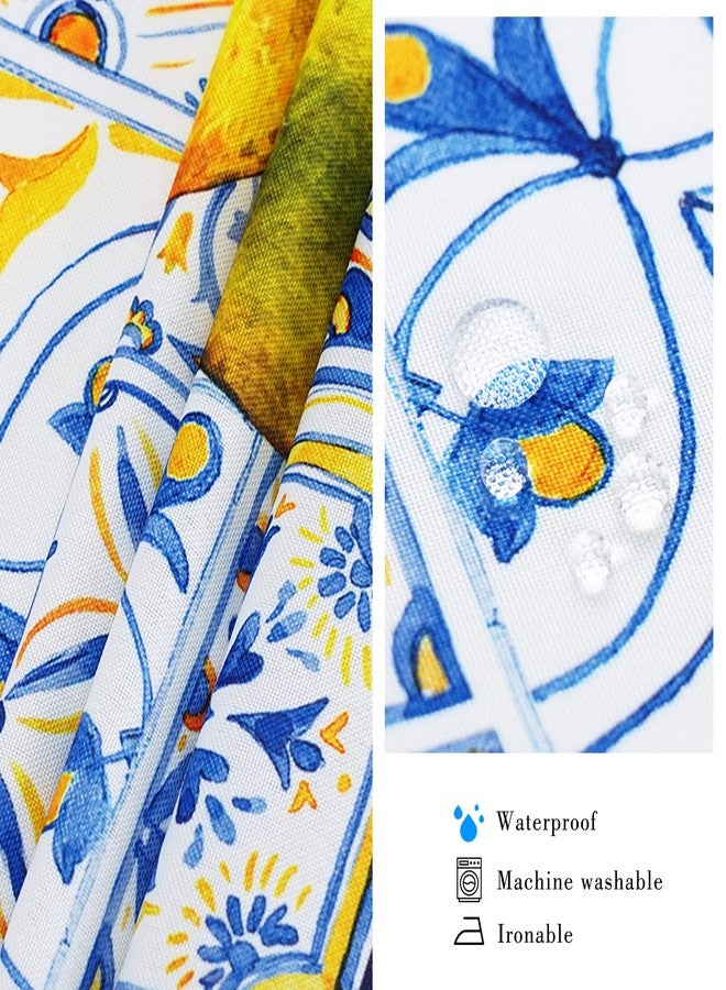 bnhjsdw Blue Outdoor Tablecloth with Umbrella Hole for Rectangle Table, Waterproof Lemon Patio Table Cloth with Zipper - 60 x 84 inches - Image 5