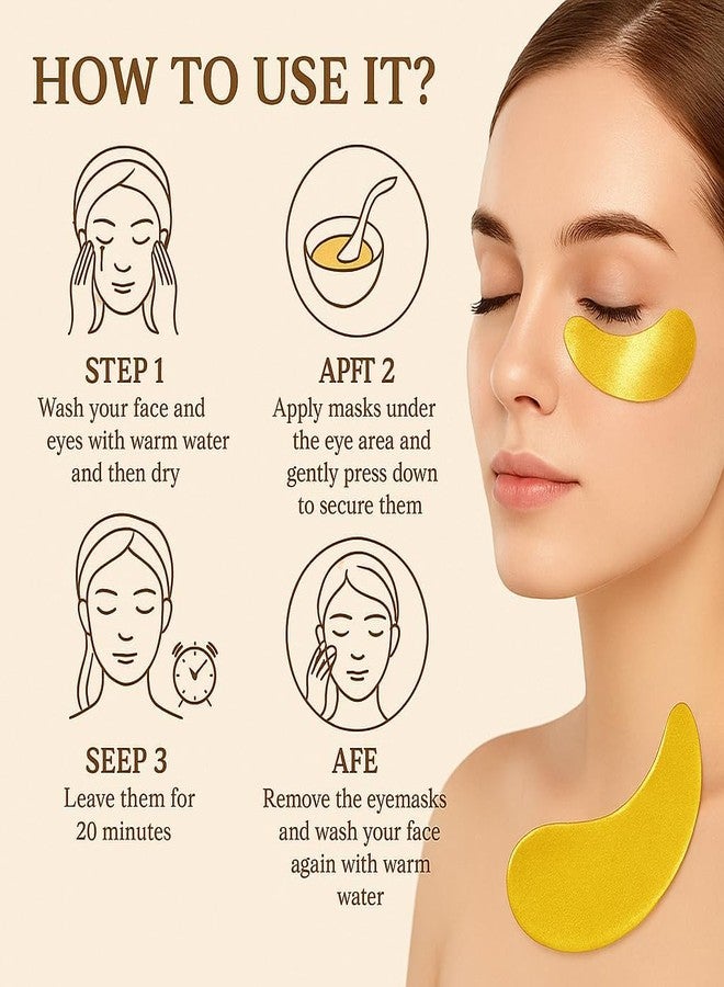 Judee Under Eye Patches, 60 Pieces, Collagen Anti-Ageing Eye Mask for Dark Circles, Fine Lines and Puffiness (GOLDEN) - Image 2
