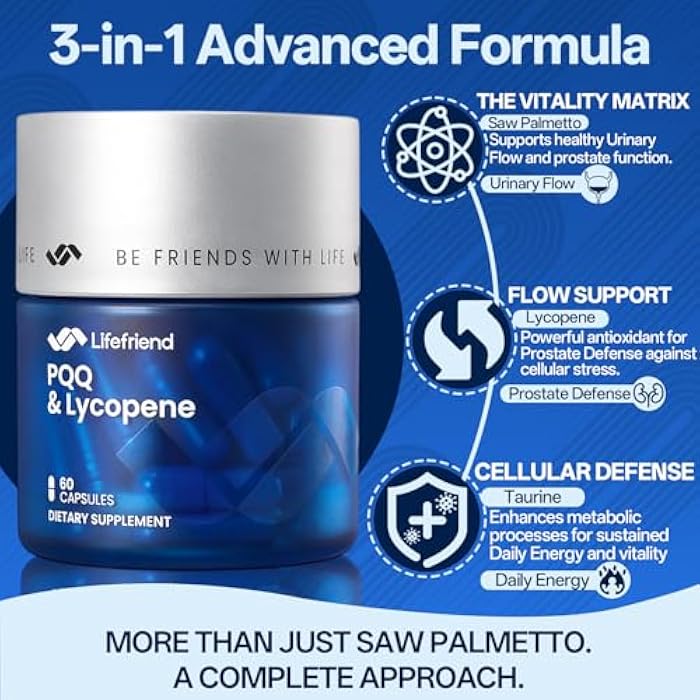 Prostate Supplement for Men – Saw Palmetto Extract Complex with Taurine & Lycopene – Advanced 3-in-1 Formula for Urinary Flow, Nighttime Control & Daily Energy Boost – 60 Vegan Capsules - Image 3