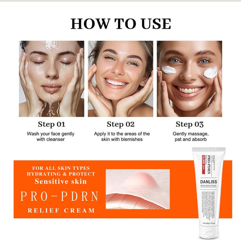 Danliss 10000ppm PRO-PDRN Salmon Repairing and Regenerating Cream 60g - Multi-effect Firming and Wrinkle Reduction - Image 4
