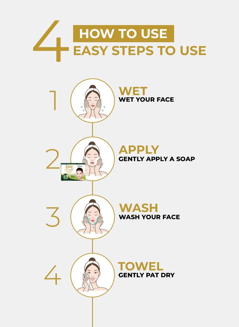 Easy Fresh Set of 3 Beauty Soap - Promotes Skin Healing & Regeneration and Protection Against UV Radiation, Soap for All Skin Types 100g - Image 2