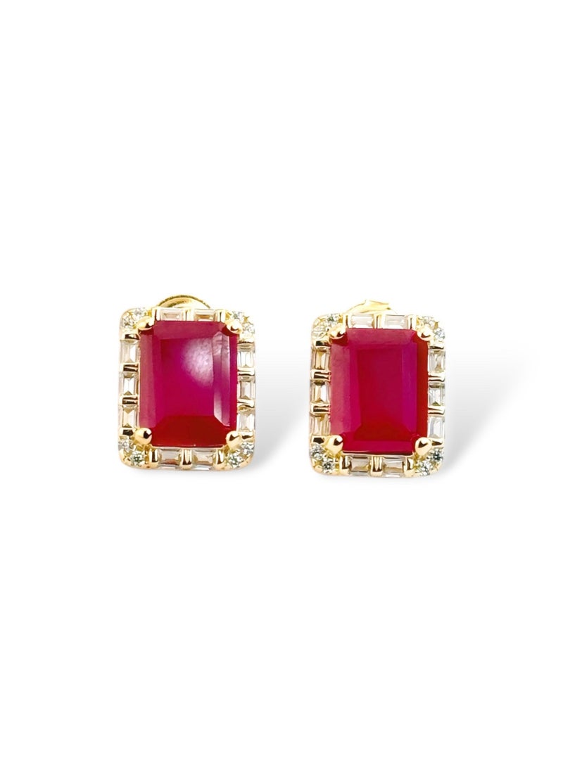 zilara - Rect Sparkle Halo Stud Earrings - Image 1