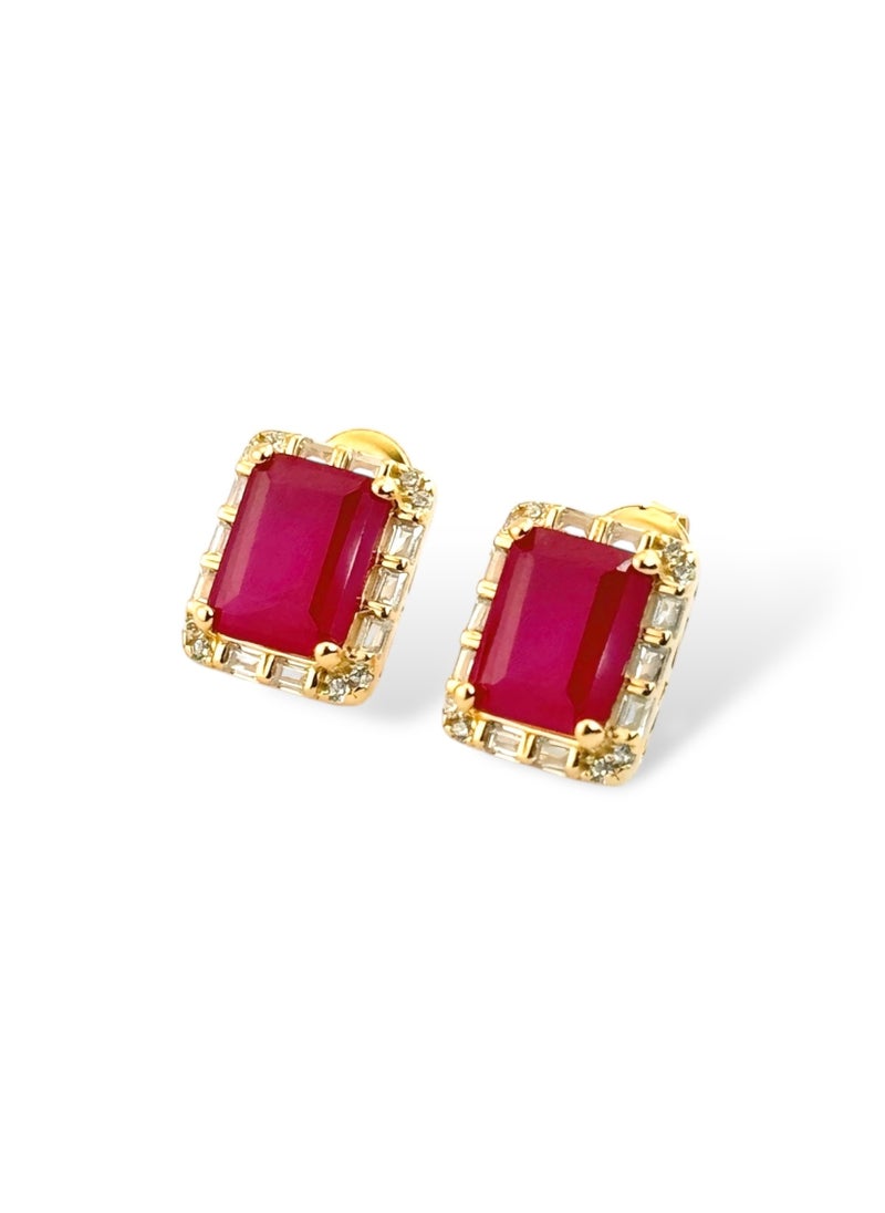 zilara - Rect Sparkle Halo Stud Earrings - Image 1