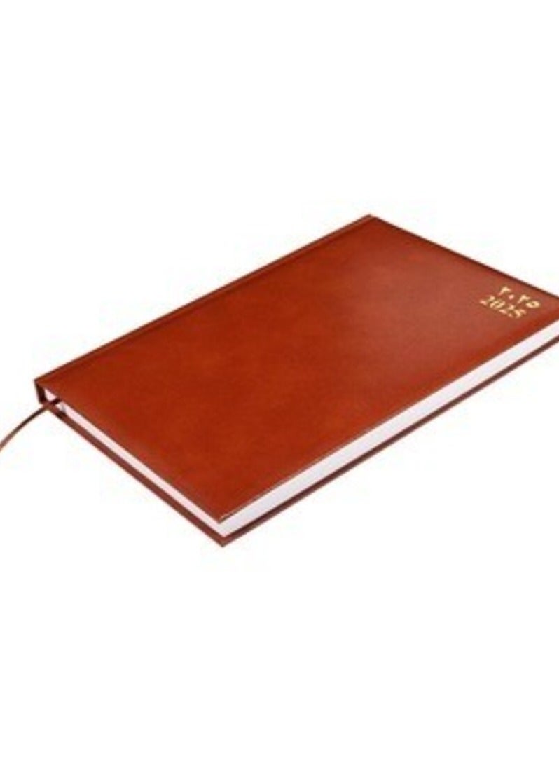FIS 2025 Diary, 1 Side Padded Vinyl Material, A4 Size(21x29.7cm), Arabic & English, Brown Color-FSDI42AEN25BR