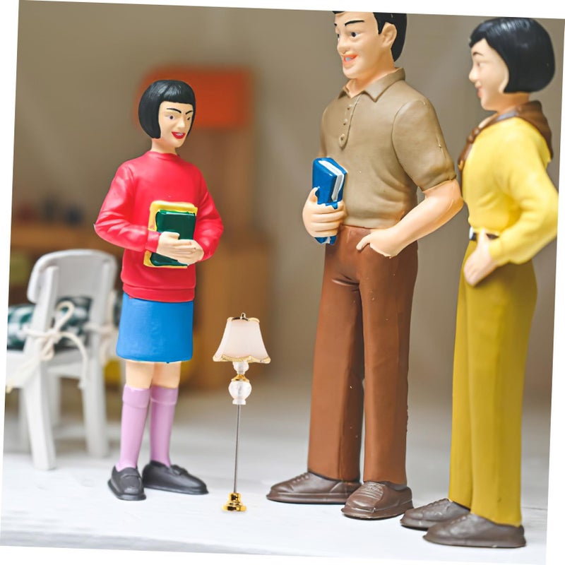 Miniature Retro Table Lamp Warm Glow Dollhouse Scene Decoration Home Ornament - Image 4