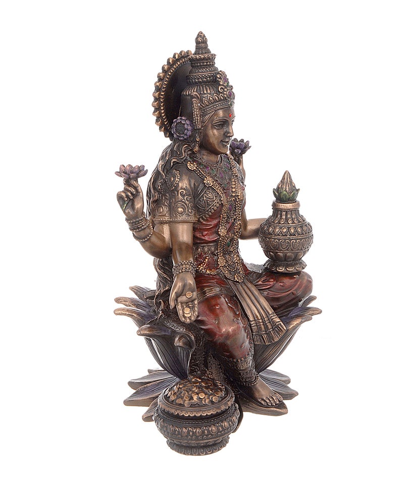 Aone India Idol Bonded Bronze Poly Resin Idol Laxmi Ganesh Murti 7 Inches - Image 4