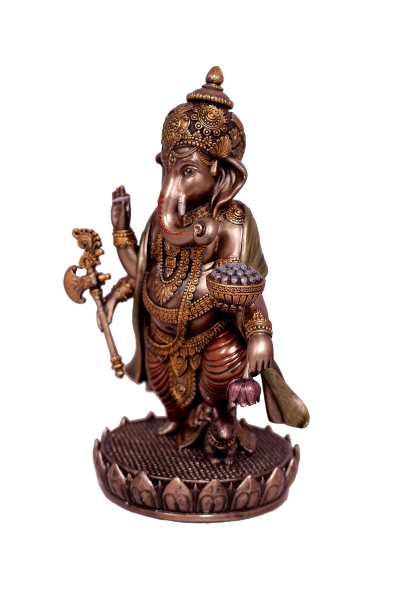 Aone India Idol Bonded Bronze Poly Resin Idol Laxmi Ganesh Murti 7 Inches - Image 5