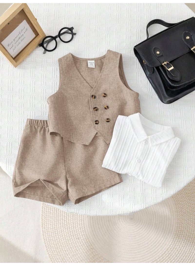 Baby Boy Formal Outfit Set – Elegant vest Shorts Suit , Stylish Gentleman Clothing Set for Toddlers, Perfect for Weddings, Parties & Special Occasions size 12 - 18 Month - Image 2