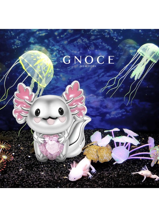 GNOCE Embraces Heart Gemstone Charm Bead Sterling Silver Animal Charm Fit Bracelet/Necklace for Women Girls Wife Daughter, 4.5mm, Silver, Cubic Zirconia - Image 2