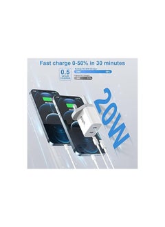 Generic Dual USB C Charger Plug 20W Fast Charger Plug UK Power Adapter PD Mains Wall Charging Adaptor Compatible with iPhone 13 12 Mini Pro Max/SE/11/XS/XS Max/XR/X/8 Plus, iPad, AirPods Mobile Type C Socket  - Image 3