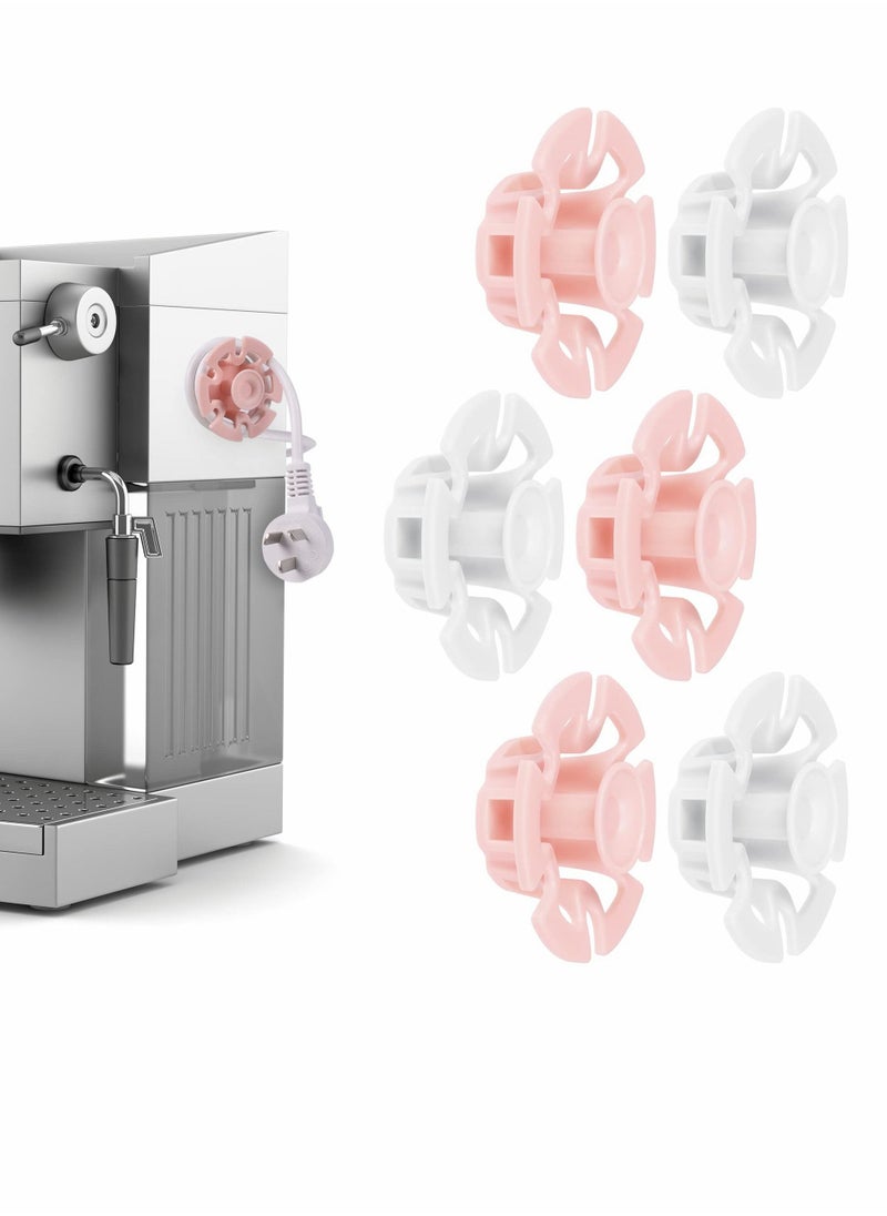 ماركة غير محددة Small Appliance Power Cord Winder, 6 Piece Set of Kitchen Appliances Free Punch Wire Organizer for Bathroom Living Room (White+Pink)  - Image 1