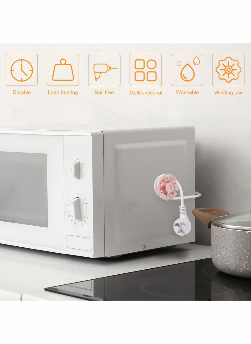 ماركة غير محددة Small Appliance Power Cord Winder, 6 Piece Set of Kitchen Appliances Free Punch Wire Organizer for Bathroom Living Room (White+Pink)  - Image 3