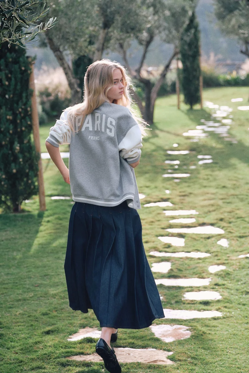 اتش اند ام Motif-detail baseball jacket
