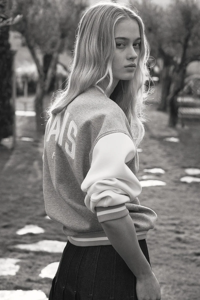 اتش اند ام Motif-detail baseball jacket
