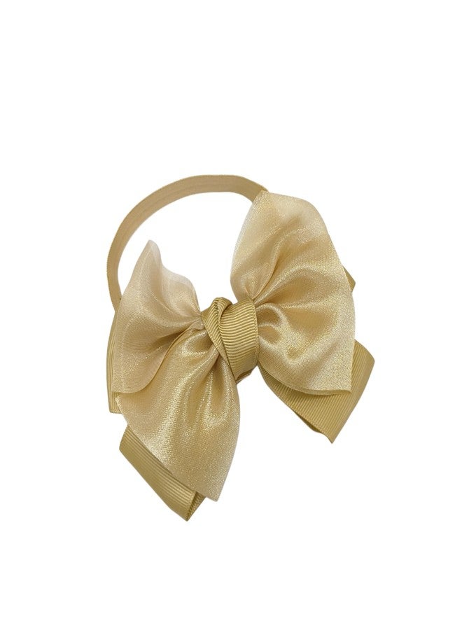 Fairytale Big Bow Headband Hair band Satin Large Bow Hair Accessories For Girls, Kids. (Brown, Standard) - Image 1
