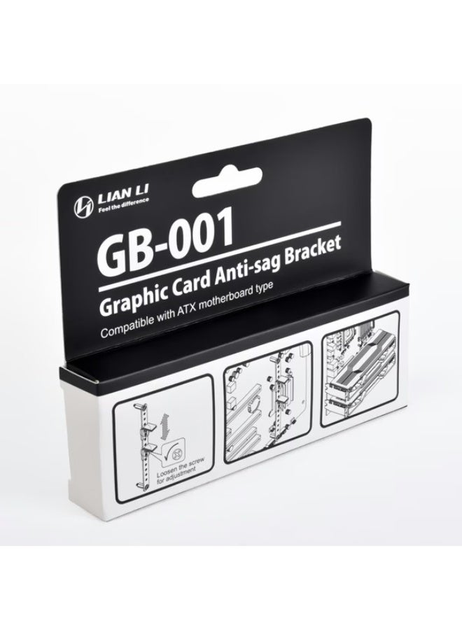 ليان لي حامل GB-001 المضاد للانحناء لوحدة معالجة الرسومات - دعامة معدنية لبطاقة الرسومات، ارتفاع قابل للتعديل، يناسب اللوحات الأم ATX و E-ATX، يمنع انحناء وتشوه وحدة معالجة الرسومات، يدعم وحدة معالجة رسومات واحدة أو اثنتين. - Image 1