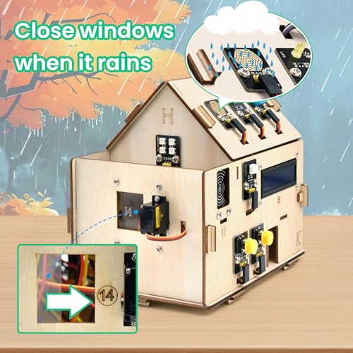 Keyestudio مجموعة البداية للمنزل الذكي KEYESTUDIO IOT ESP32 لأردوينو وبايثون، مجموعة تعليمية لأتمتة المنزل، مجموعة مستشعرات منزلية DIY، مجموعة تعليم STEM للبالغين والمراهقين 15+ - Image 5