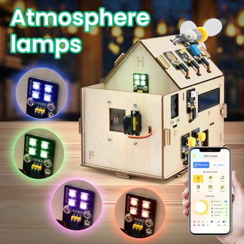 Keyestudio مجموعة البداية للمنزل الذكي KEYESTUDIO IOT ESP32 لأردوينو وبايثون، مجموعة تعليمية لأتمتة المنزل، مجموعة مستشعرات منزلية DIY، مجموعة تعليم STEM للبالغين والمراهقين 15+ - Image 3
