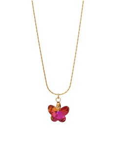 Stainless Steel Golden Necklace with Colorful Zirconic Butterfly Pendant