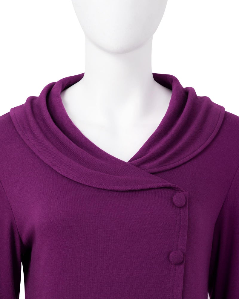 VALOLIA Tunic Sweaters: Winter Blouses For Women 2025 - Purple Long Sleeve Shirt Women - Tunic Sweatshirts To Wear With Leggings Violet Rosebud Large - Image 3