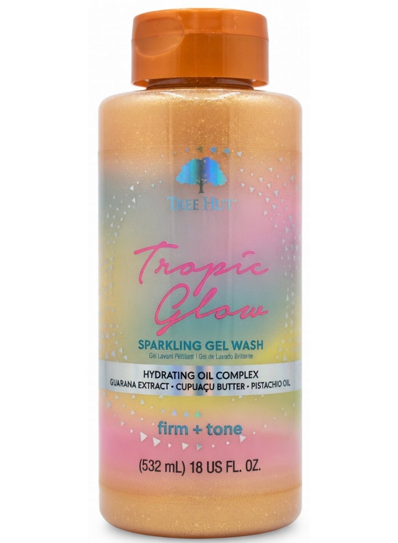 Tree Hut Tropic Glow Sparkling Gel Wash Hydrating Oil Complex With Cupuacu Butter Pistachio Oil & Guarana Extract For Firm & Toned Skin 532 ML - Image 1