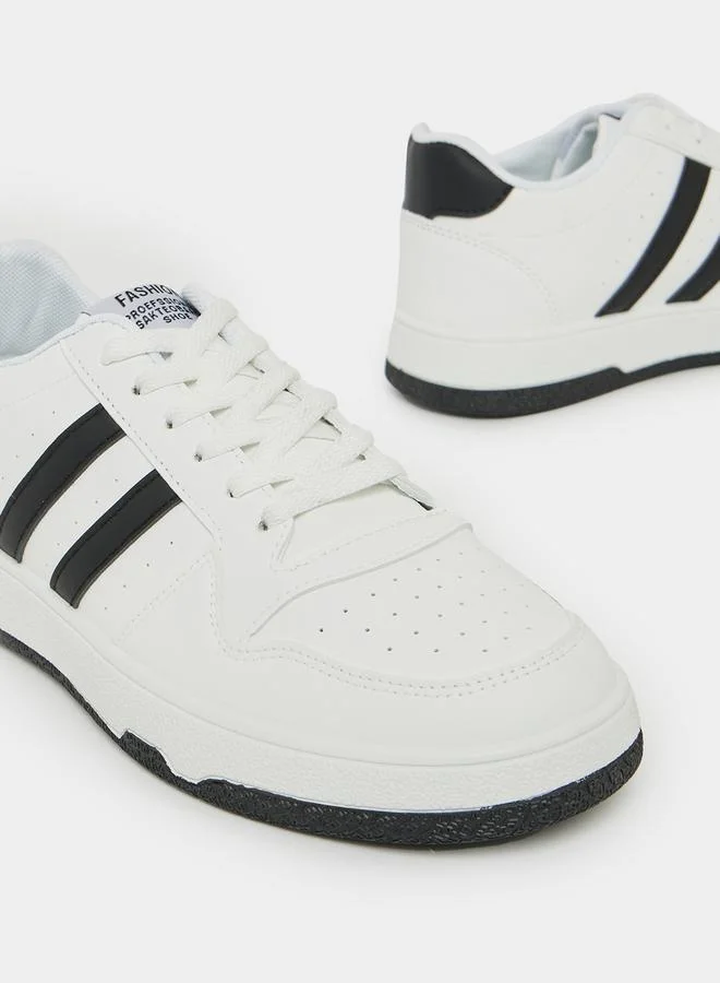 Styli Two Stripe Low Top Lace Up Sneakers