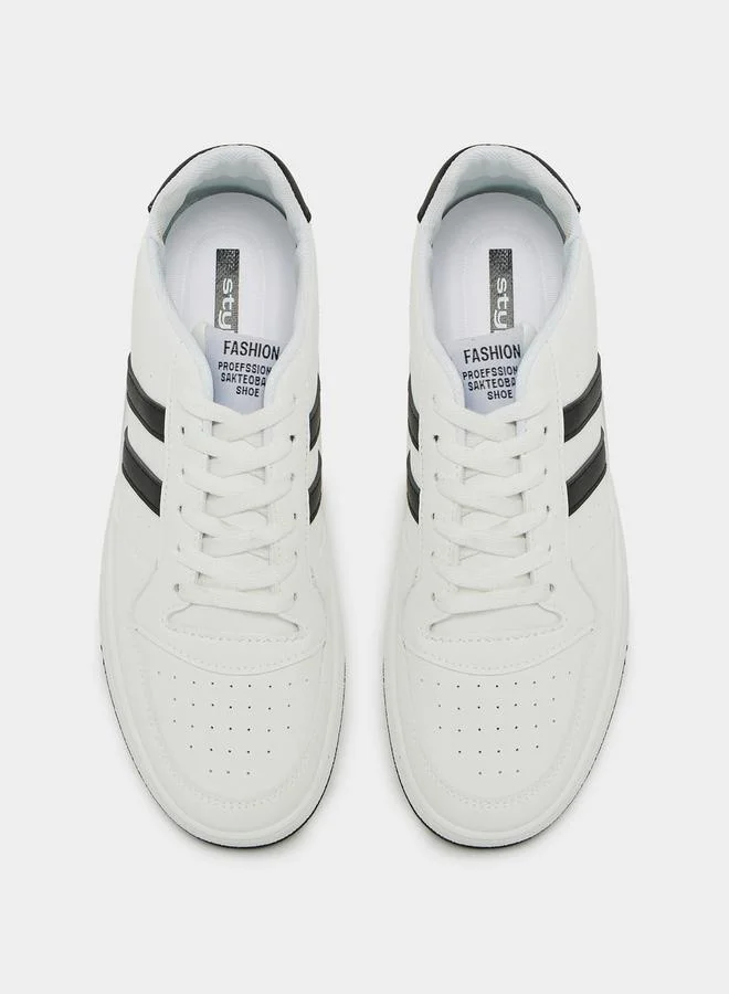 Styli Two Stripe Low Top Lace Up Sneakers