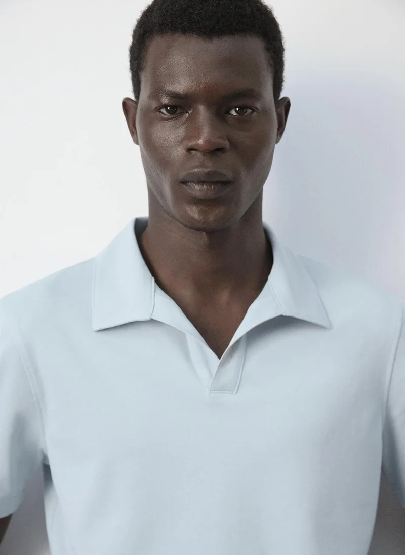 Mango Man 50-CELESTE Slim Fit Piqué Polo for Men | Best Price UAE