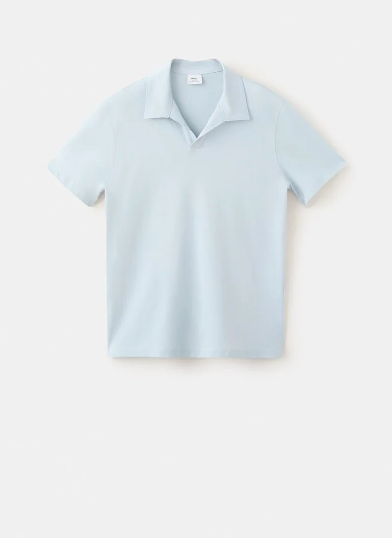 Mango Man 50-CELESTE Slim Fit Piqué Polo for Men | Best Price UAE