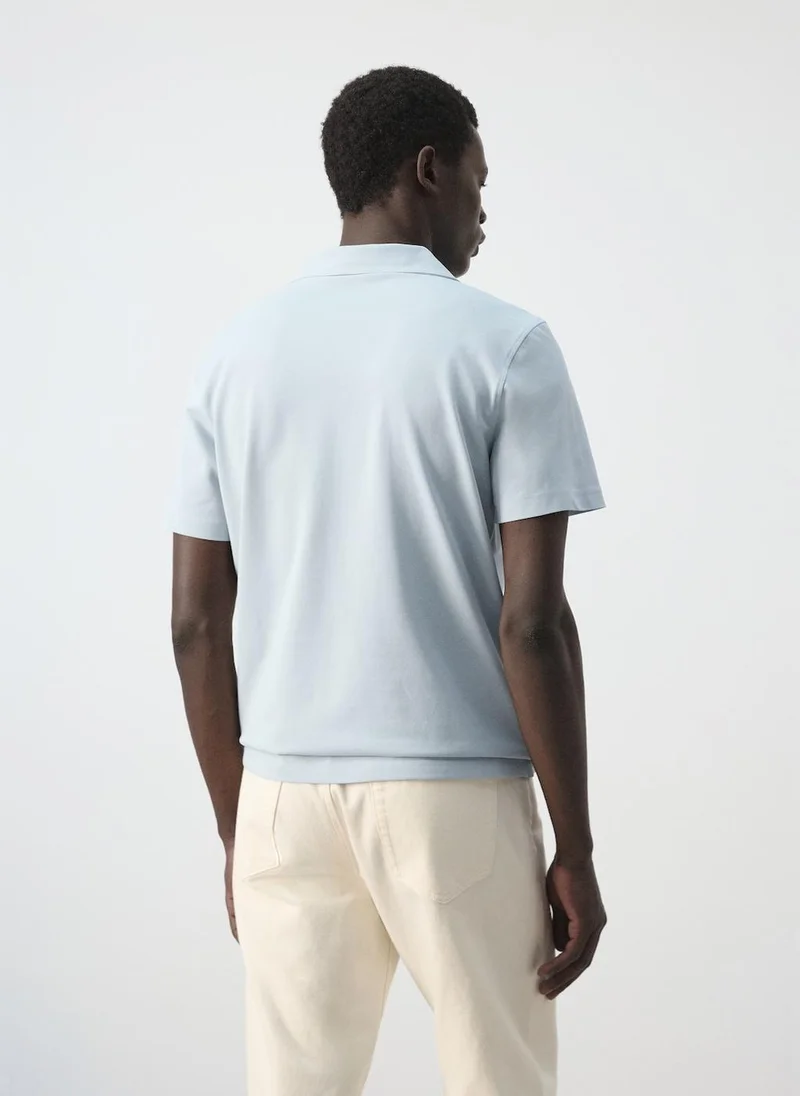 Mango Man 50-CELESTE Slim Fit Piqué Polo for Men | Best Price UAE