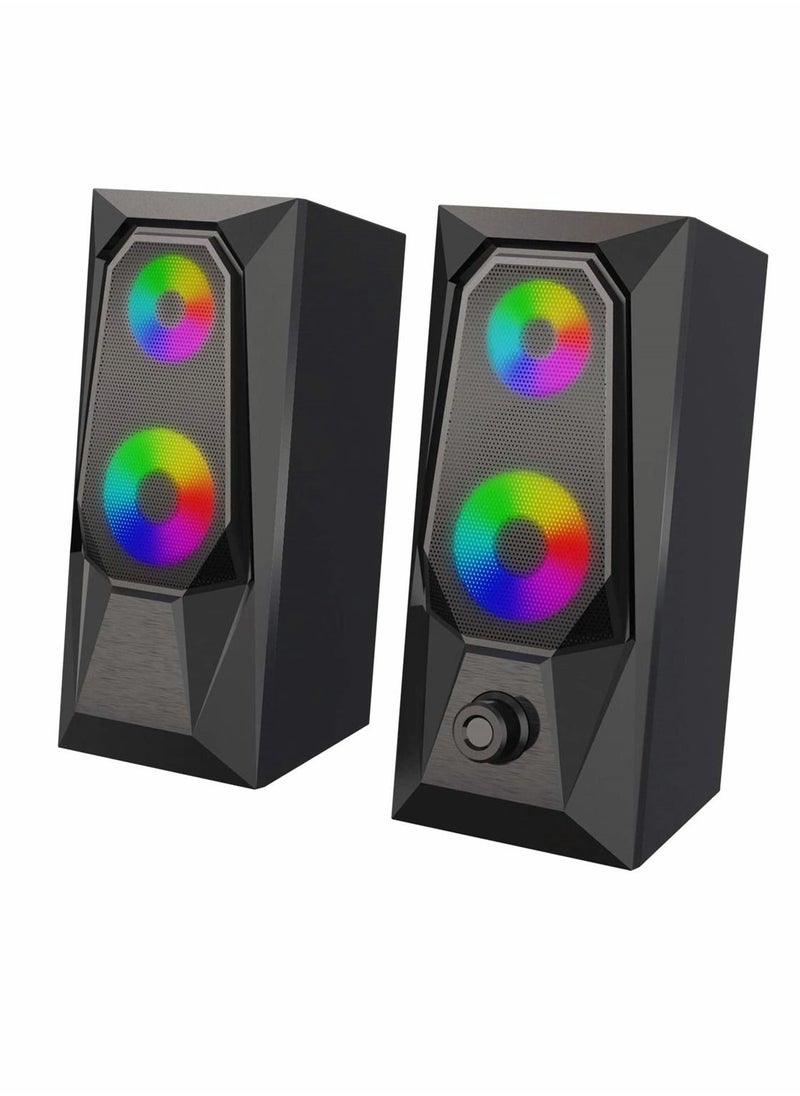 Y&D - Computer Speakers, RGB Color LED Light-Emitting USB2.0 Channel PC Stereo Subwoofer Suitable for PC, Tablet, Notebook, Desktop Computer, Mobile Phone, MP3, MP4 - Image 1