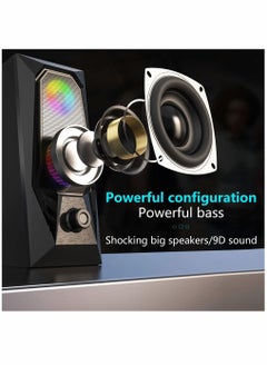 Y&D Computer Speakers, RGB Color LED Light-Emitting USB2.0 Channel PC Stereo Subwoofer Suitable for PC, Tablet, Notebook, Desktop Computer, Mobile Phone, MP3, MP4  - Image 4
