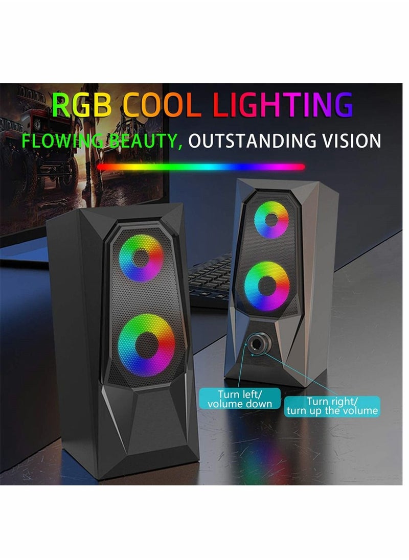 Y&D - Computer Speakers, RGB Color LED Light-Emitting USB2.0 Channel PC Stereo Subwoofer Suitable for PC, Tablet, Notebook, Desktop Computer, Mobile Phone, MP3, MP4 - Image 1