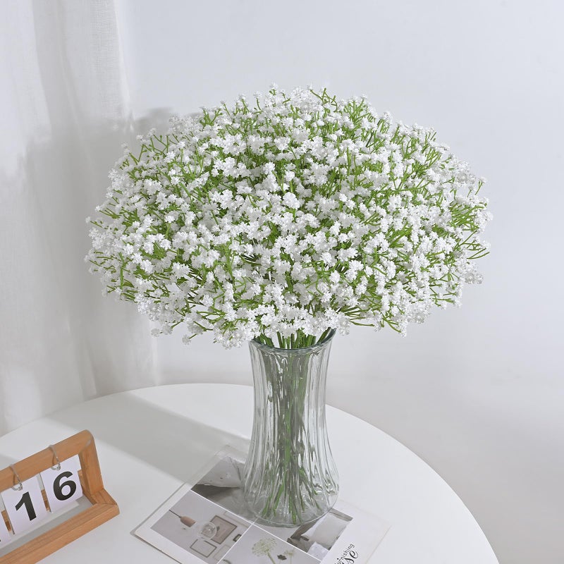 Dolicer 5 Pcs Babys Breath Artificial Flowers, White Long Stem Baby Breath Flowers Artificial Bulk, Real Touch Fake Babys Breath Gypsophila for Wedding Bridal Bouquet Party Arrangements Home Decor - Image 4