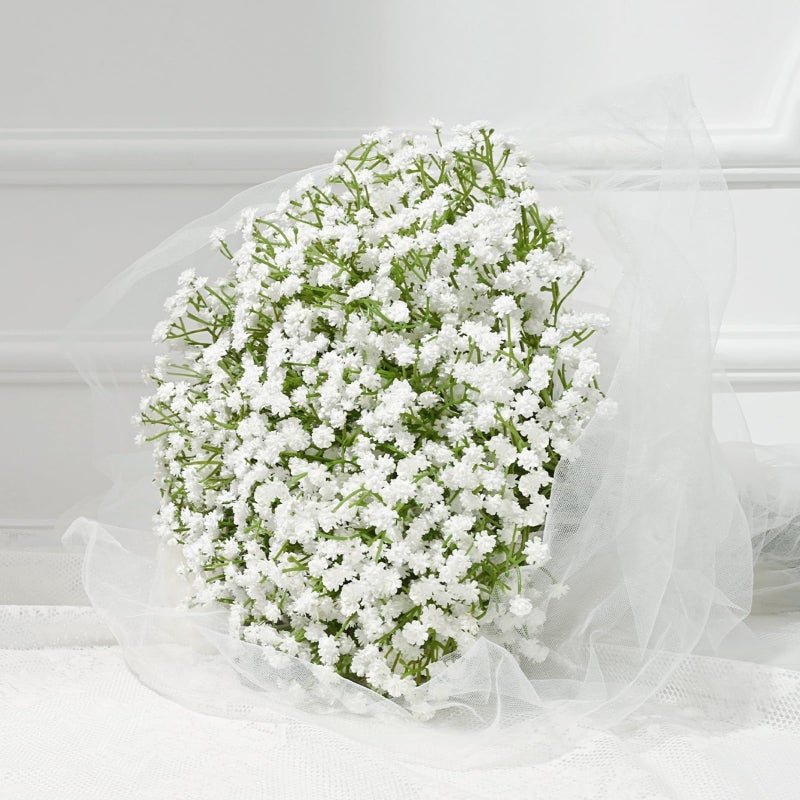Dolicer 5 Pcs Babys Breath Artificial Flowers, White Long Stem Baby Breath Flowers Artificial Bulk, Real Touch Fake Babys Breath Gypsophila for Wedding Bridal Bouquet Party Arrangements Home Decor - Image 1