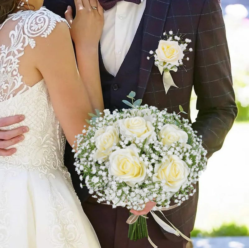 Dolicer 5 Pcs Babys Breath Artificial Flowers, White Long Stem Baby Breath Flowers Artificial Bulk, Real Touch Fake Babys Breath Gypsophila for Wedding Bridal Bouquet Party Arrangements Home Decor - Image 5