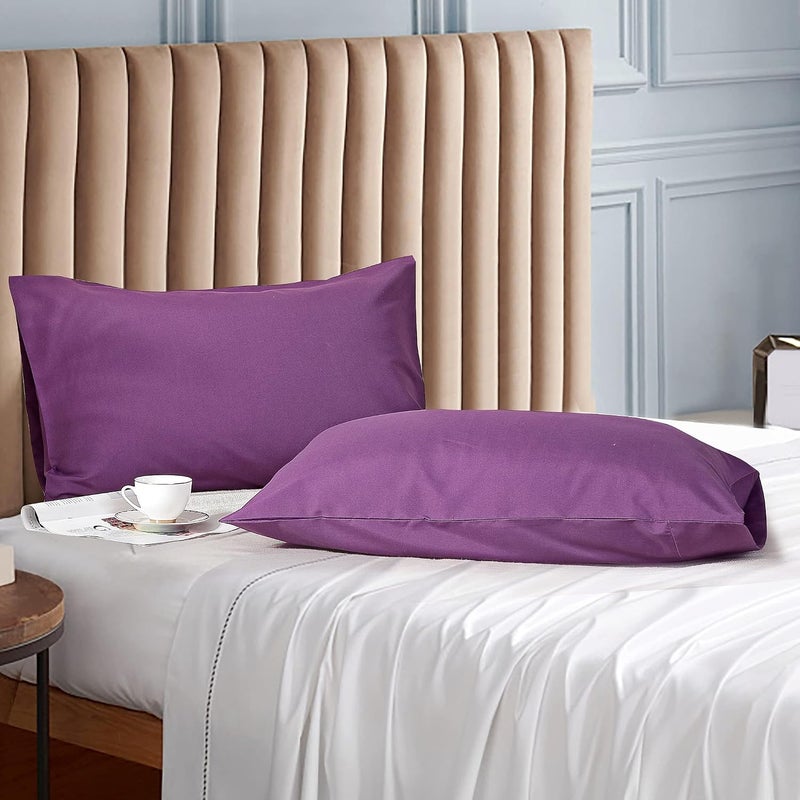 EVOLIVE Ultra Soft Brushed Microfiber King Size 20"x40" Pillowcases Pair with Envelope Clousure Set of 2 (20"x40" King, Purple) - Image 2